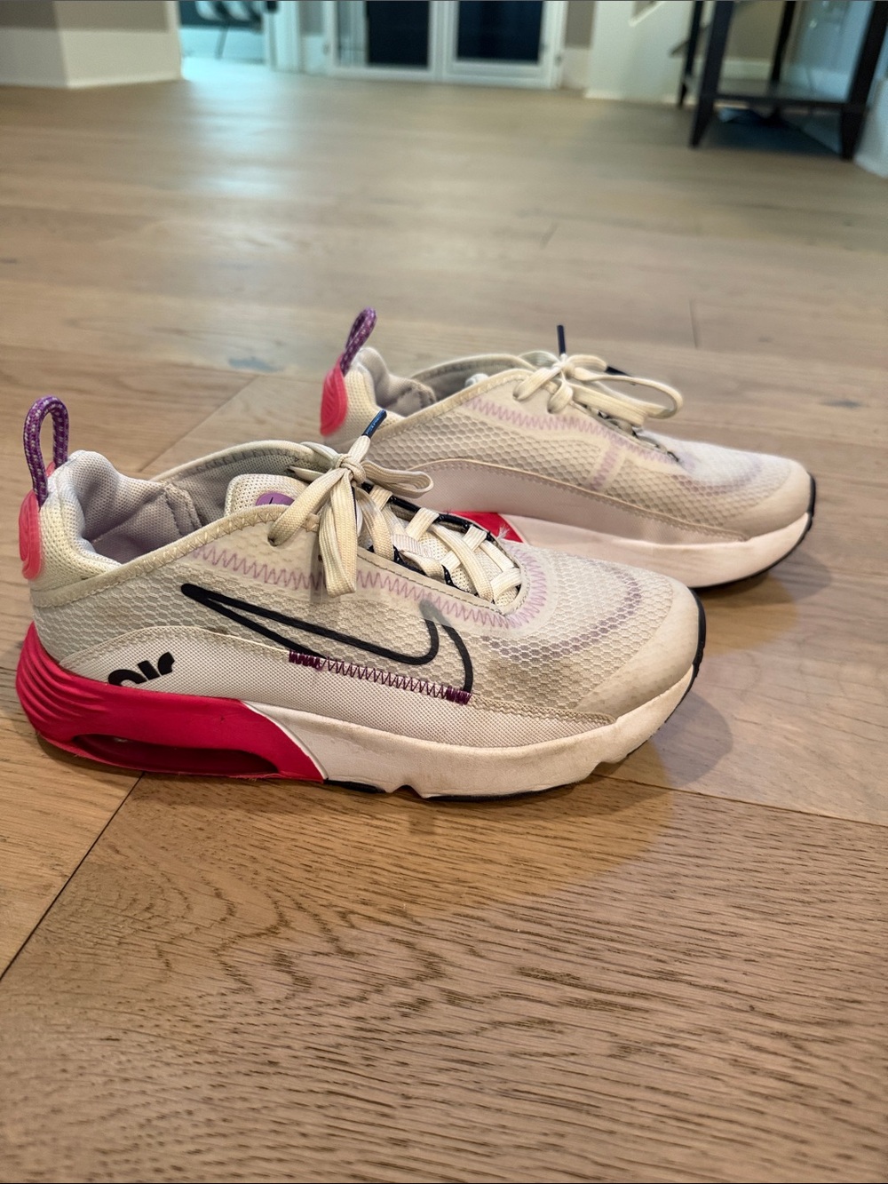 Nike Kids White and Hot Pink Air Max Sneakers